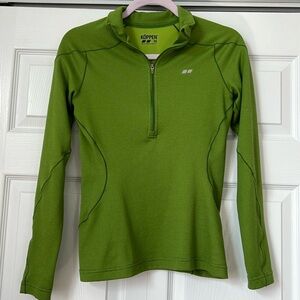 Koppen Half‎ Zip Pullover Athletic Top Long Sleeve Green XS
